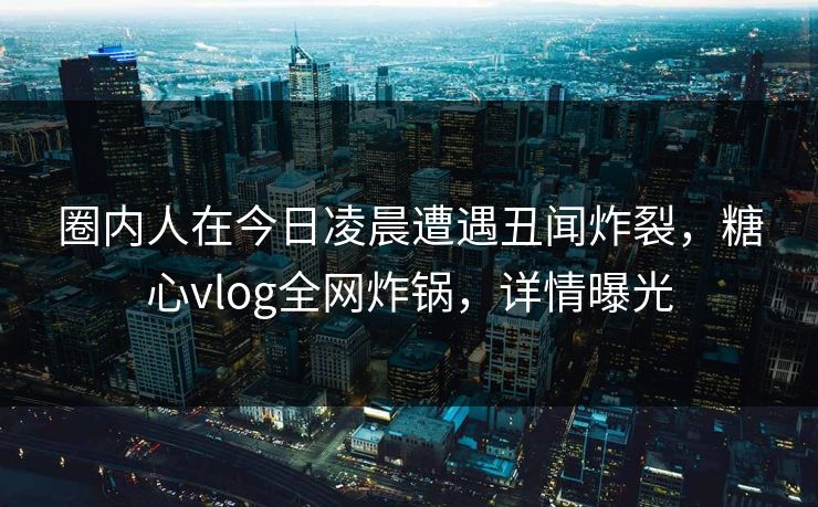 圈内人在今日凌晨遭遇丑闻炸裂，糖心vlog全网炸锅，详情曝光