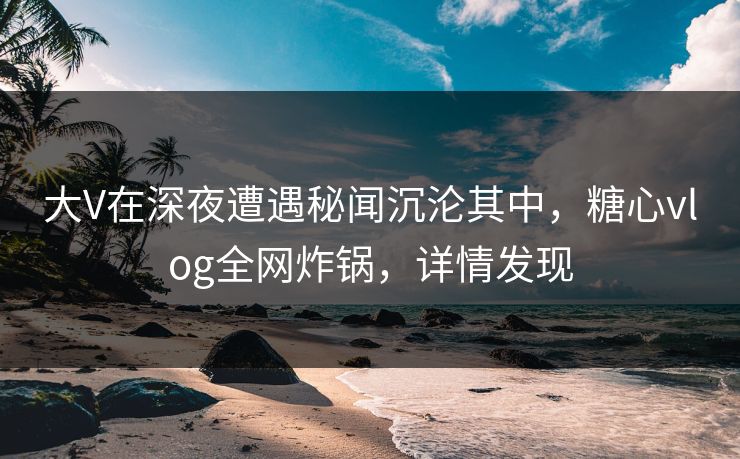 大V在深夜遭遇秘闻沉沦其中，糖心vlog全网炸锅，详情发现