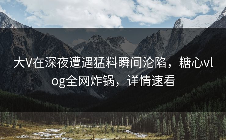 大V在深夜遭遇猛料瞬间沦陷，糖心vlog全网炸锅，详情速看
