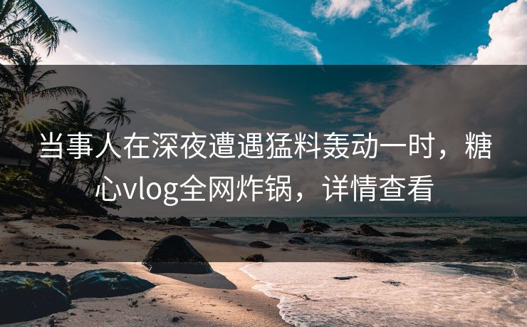 当事人在深夜遭遇猛料轰动一时，糖心vlog全网炸锅，详情查看