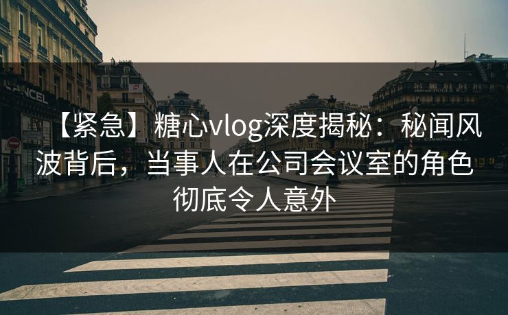 【紧急】糖心vlog深度揭秘：秘闻风波背后，当事人在公司会议室的角色彻底令人意外