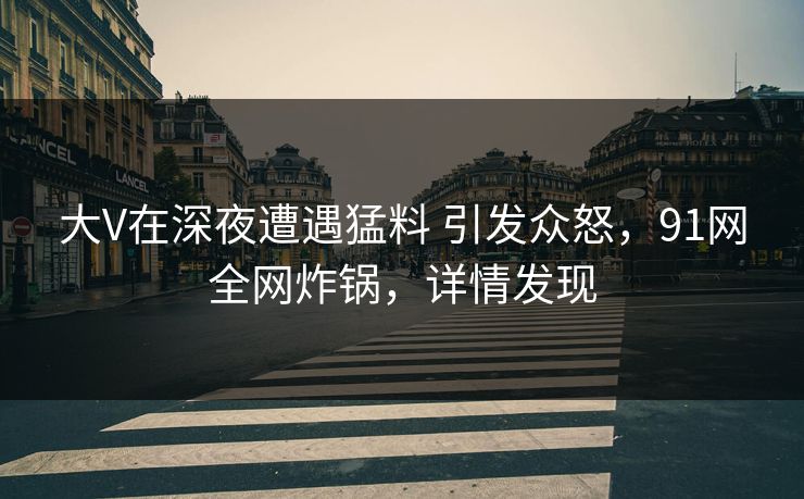 大V在深夜遭遇猛料 引发众怒，91网全网炸锅，详情发现